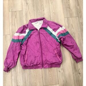 Vintage Blair Boutique Purple Colorblock Windbreaker Jacket 80s 90s Retro Medium